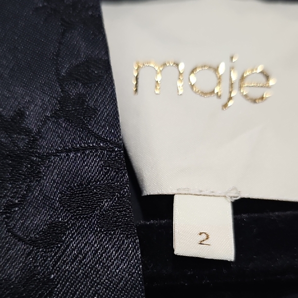 Maje Black Robe with Green Trim - Picture 2 of 10